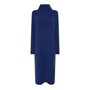 Pieces Womens/Ladies Knitted Turtle Neck Sweater Dress / Blue